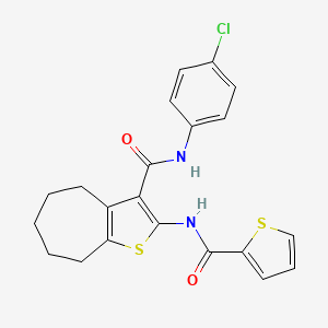 molecular formula C21H19ClN2O2S2 B4576837 N-{3-[(4-CHLOROPHENYL)CARBAMOYL]-4H,5H,6H,7H,8H-CYCLOHEPTA[B]THIOPHEN-2-YL}THIOPHENE-2-CARBOXAMIDE 