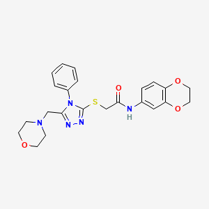 molecular formula C23H25N5O4S B4576852 N-(2,3-dihydro-1,4-benzodioxin-6-yl)-2-{[5-(4-morpholinylmethyl)-4-phenyl-4H-1,2,4-triazol-3-yl]thio}acetamide 
