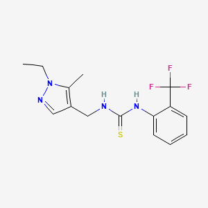 molecular formula C15H17F3N4S B4576908 N-[(1-ethyl-5-methyl-1H-pyrazol-4-yl)methyl]-N'-[2-(trifluoromethyl)phenyl]thiourea 