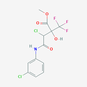 molecular formula C12H10Cl2F3NO4 B457695 Methyl 3-chloro-4-(3-chloroanilino)-2-hydroxy-4-oxo-2-(trifluoromethyl)butanoate 