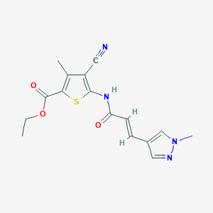 molecular formula C16H16N4O3S B457696 ethyl 4-cyano-3-methyl-5-{[3-(1-methyl-1H-pyrazol-4-yl)acryloyl]amino}-2-thiophenecarboxylate 