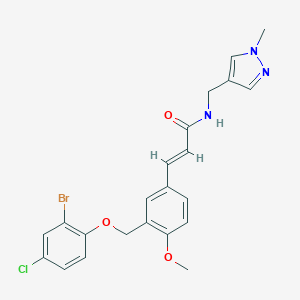 molecular formula C22H21BrClN3O3 B457699 3-{3-[(2-bromo-4-chlorophenoxy)methyl]-4-methoxyphenyl}-N-[(1-methyl-1H-pyrazol-4-yl)methyl]acrylamide 