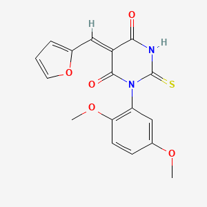 molecular formula C17H14N2O5S B4577015 1-(2,5-dimethoxyphenyl)-5-(2-furylmethylene)-2-thioxodihydro-4,6(1H,5H)-pyrimidinedione 
