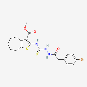 molecular formula C20H22BrN3O3S2 B4577064 methyl 2-[({2-[(4-bromophenyl)acetyl]hydrazino}carbonothioyl)amino]-5,6,7,8-tetrahydro-4H-cyclohepta[b]thiophene-3-carboxylate 