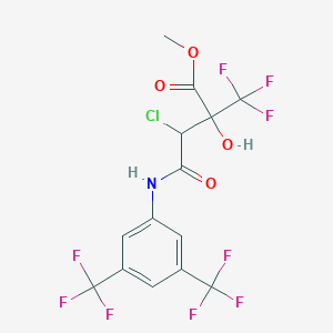 molecular formula C14H9ClF9NO4 B457714 Methyl 4-[3,5-bis(trifluoromethyl)anilino]-3-chloro-2-hydroxy-4-oxo-2-(trifluoromethyl)butanoate 