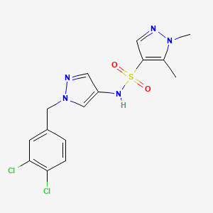molecular formula C15H15Cl2N5O2S B4577191 N~4~-[1-(3,4-DICHLOROBENZYL)-1H-PYRAZOL-4-YL]-1,5-DIMETHYL-1H-PYRAZOLE-4-SULFONAMIDE 