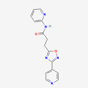 molecular formula C15H13N5O2 B4577276 N-(Pyridin-2-YL)-3-[3-(pyridin-4-YL)-1,2,4-oxadiazol-5-YL]propanamide 