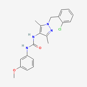 molecular formula C20H21ClN4O2 B4577279 N-[1-(2-chlorobenzyl)-3,5-dimethyl-1H-pyrazol-4-yl]-N'-(3-methoxyphenyl)urea 