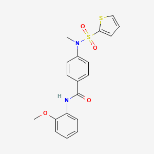 molecular formula C19H18N2O4S2 B4577338 N-(2-methoxyphenyl)-4-[methyl(2-thienylsulfonyl)amino]benzamide 