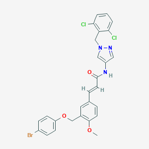 molecular formula C27H22BrCl2N3O3 B457735 3-{3-[(4-bromophenoxy)methyl]-4-methoxyphenyl}-N-[1-(2,6-dichlorobenzyl)-1H-pyrazol-4-yl]acrylamide 