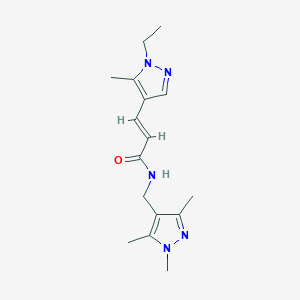molecular formula C16H23N5O B457742 (2E)-3-(1-ethyl-5-methyl-1H-pyrazol-4-yl)-N-[(1,3,5-trimethyl-1H-pyrazol-4-yl)methyl]prop-2-enamide 