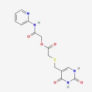 molecular formula C14H14N4O5S B4577467 [(PYRIDIN-2-YL)CARBAMOYL]METHYL 2-{[(2,4-DIOXO-1,2,3,4-TETRAHYDROPYRIMIDIN-5-YL)METHYL]SULFANYL}ACETATE 
