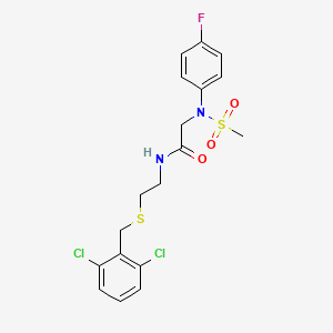 molecular formula C18H19Cl2FN2O3S2 B4577507 N-[2-[(2,6-dichlorophenyl)methylsulfanyl]ethyl]-2-(4-fluoro-N-methylsulfonylanilino)acetamide 