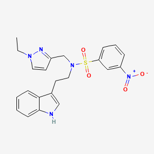 molecular formula C22H23N5O4S B4577644 N-[(1-ETHYL-1H-PYRAZOL-3-YL)METHYL]-N-[2-(1H-INDOL-3-YL)ETHYL]-3-NITRO-1-BENZENESULFONAMIDE 