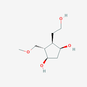 molecular formula C9H18O4 B045778 1,3-Cyclopentanediol,4-(2-hydroxyethyl)-5-(methoxymethyl)-,[1R-(1-alpha-,3-alpha-,4-alpha-,5-bta-)]- CAS No. 115859-35-3