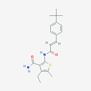 molecular formula C21H26N2O2S B457782 2-{[3-(4-Tert-butylphenyl)acryloyl]amino}-4-ethyl-5-methyl-3-thiophenecarboxamide 