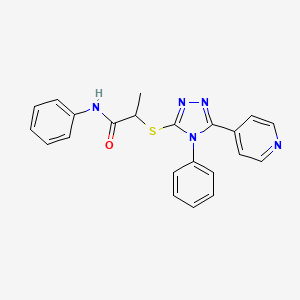 molecular formula C22H19N5OS B4577898 N-phenyl-2-{[4-phenyl-5-(pyridin-4-yl)-4H-1,2,4-triazol-3-yl]sulfanyl}propanamide 