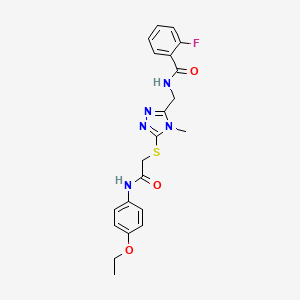 molecular formula C21H22FN5O3S B4577996 N-{[5-({2-[(4-ethoxyphenyl)amino]-2-oxoethyl}sulfanyl)-4-methyl-4H-1,2,4-triazol-3-yl]methyl}-2-fluorobenzamide 