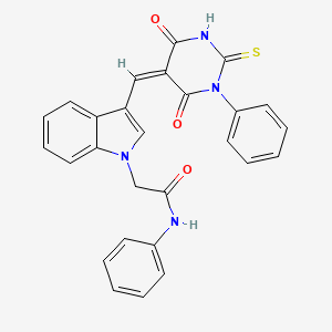 molecular formula C27H20N4O3S B4578335 2-[3-[(Z)-(4,6-dioxo-1-phenyl-2-sulfanylidene-1,3-diazinan-5-ylidene)methyl]indol-1-yl]-N-phenylacetamide 