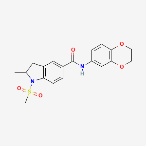 molecular formula C19H20N2O5S B4578489 N-(2,3-DIHYDRO-1,4-BENZODIOXIN-6-YL)-1-METHANESULFONYL-2-METHYL-2,3-DIHYDRO-1H-INDOLE-5-CARBOXAMIDE 