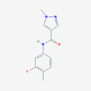 molecular formula C12H12FN3O B457855 N~4~-(3-FLUORO-4-METHYLPHENYL)-1-METHYL-1H-PYRAZOLE-4-CARBOXAMIDE 