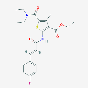 molecular formula C22H25FN2O4S B457860 Ethyl 5-[(diethylamino)carbonyl]-2-{[3-(4-fluorophenyl)acryloyl]amino}-4-methyl-3-thiophenecarboxylate 