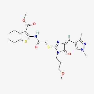 molecular formula C25H31N5O5S2 B4578616 METHYL 2-[(2-{[4-[(E)-1-(1,3-DIMETHYL-1H-PYRAZOL-4-YL)METHYLIDENE]-1-(3-METHOXYPROPYL)-5-OXO-4,5-DIHYDRO-1H-IMIDAZOL-2-YL]SULFANYL}ACETYL)AMINO]-4,5,6,7-TETRAHYDRO-1-BENZOTHIOPHENE-3-CARBOXYLATE 