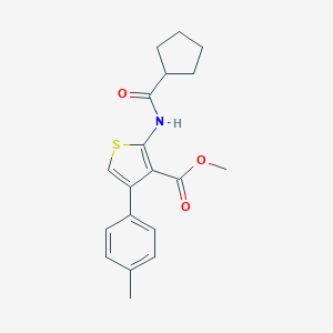 molecular formula C19H21NO3S B457863 METHYL 2-CYCLOPENTANEAMIDO-4-(4-METHYLPHENYL)THIOPHENE-3-CARBOXYLATE 