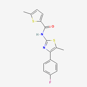 molecular formula C16H13FN2OS2 B4578700 N-[4-(4-FLUOROPHENYL)-5-METHYL-13-THIAZOL-2-YL]-5-METHYLTHIOPHENE-2-CARBOXAMIDE 