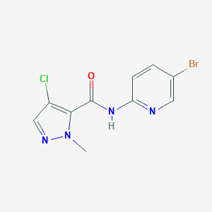 molecular formula C10H8BrClN4O B457871 N-(5-BROMO-2-PYRIDYL)-4-CHLORO-1-METHYL-1H-PYRAZOLE-5-CARBOXAMIDE 