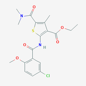 molecular formula C19H21ClN2O5S B457884 Ethyl 2-[(5-chloro-2-methoxybenzoyl)amino]-5-[(dimethylamino)carbonyl]-4-methyl-3-thiophenecarboxylate 