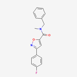 molecular formula C18H15FN2O2 B4578879 N-benzyl-3-(4-fluorophenyl)-N-methyl-1,2-oxazole-5-carboxamide 
