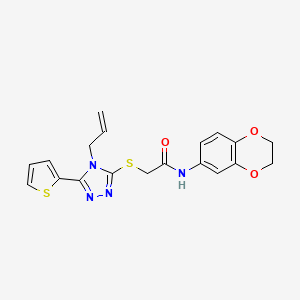molecular formula C19H18N4O3S2 B4578945 N-(2,3-dihydro-1,4-benzodioxin-6-yl)-2-{[4-(prop-2-en-1-yl)-5-(thiophen-2-yl)-4H-1,2,4-triazol-3-yl]sulfanyl}acetamide CAS No. 618879-83-7