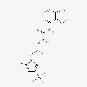 molecular formula C20H21F3N4O B4579010 N-{2-METHYL-3-[5-METHYL-3-(TRIFLUOROMETHYL)-1H-PYRAZOL-1-YL]PROPYL}-N'-(1-NAPHTHYL)UREA 