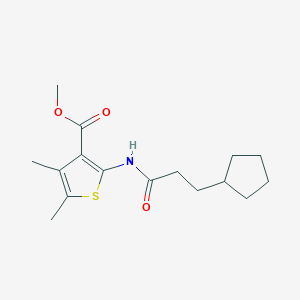 molecular formula C16H23NO3S B457904 Methyl 2-(3-cyclopentylpropanoylamino)-4,5-dimethylthiophene-3-carboxylate 