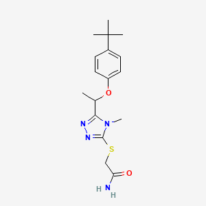 molecular formula C17H24N4O2S B4579148 2-({5-[1-(4-tert-butylphenoxy)ethyl]-4-methyl-4H-1,2,4-triazol-3-yl}sulfanyl)acetamide 