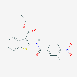 molecular formula C19H16N2O5S B457920 ETHYL 2-(3-METHYL-4-NITROBENZAMIDO)-1-BENZOTHIOPHENE-3-CARBOXYLATE 