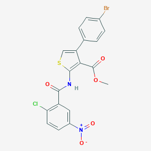 molecular formula C19H12BrClN2O5S B457925 Methyl 4-(4-bromophenyl)-2-({2-chloro-5-nitrobenzoyl}amino)-3-thiophenecarboxylate 