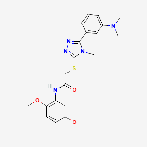 molecular formula C21H25N5O3S B4579347 N-(2,5-dimethoxyphenyl)-2-({5-[3-(dimethylamino)phenyl]-4-methyl-4H-1,2,4-triazol-3-yl}sulfanyl)acetamide 