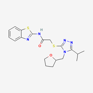 molecular formula C19H23N5O2S2 B4579485 N-(1,3-benzothiazol-2-yl)-2-{[5-(propan-2-yl)-4-(tetrahydrofuran-2-ylmethyl)-4H-1,2,4-triazol-3-yl]sulfanyl}acetamide 