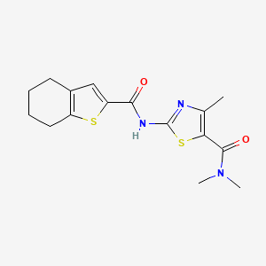 molecular formula C16H19N3O2S2 B4579491 N,N,4-trimethyl-2-[(4,5,6,7-tetrahydro-1-benzothiophen-2-ylcarbonyl)amino]-1,3-thiazole-5-carboxamide 