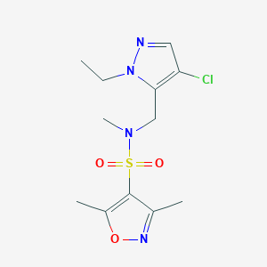 molecular formula C12H17ClN4O3S B4579538 N~4~-[(4-CHLORO-1-ETHYL-1H-PYRAZOL-5-YL)METHYL]-N~4~,3,5-TRIMETHYL-4-ISOXAZOLESULFONAMIDE 