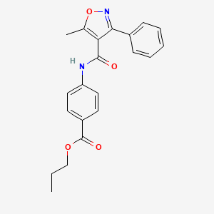 molecular formula C21H20N2O4 B4579546 PROPYL 4-(5-METHYL-3-PHENYL-1,2-OXAZOLE-4-AMIDO)BENZOATE 