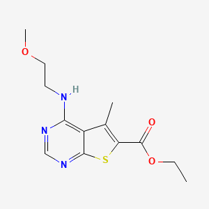 molecular formula C13H17N3O3S B4579550 Ethyl 4-(2-methoxyethylamino)-5-methylthieno[2,3-d]pyrimidine-6-carboxylate 