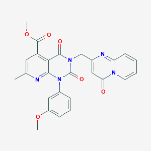 molecular formula C26H21N5O6 B4579633 METHYL 1-(3-METHOXYPHENYL)-7-METHYL-2,4-DIOXO-3-({4-OXO-4H-PYRIDO[1,2-A]PYRIMIDIN-2-YL}METHYL)-1H,2H,3H,4H-PYRIDO[2,3-D]PYRIMIDINE-5-CARBOXYLATE 