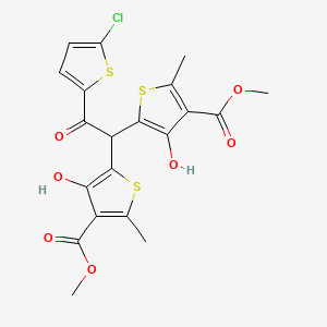 molecular formula C20H17ClO7S3 B4579656 METHYL 5-[2-(5-CHLOROTHIOPHEN-2-YL)-1-[3-HYDROXY-4-(METHOXYCARBONYL)-5-METHYLTHIOPHEN-2-YL]-2-OXOETHYL]-4-HYDROXY-2-METHYLTHIOPHENE-3-CARBOXYLATE 