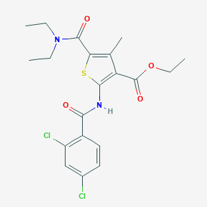 molecular formula C20H22Cl2N2O4S B458010 ethyl 2-[(2,4-dichlorobenzoyl)amino]-5-[(diethylamino)carbonyl]-4-methyl-3-thiophenecarboxylate 