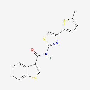 molecular formula C17H12N2OS3 B4580161 N-[4-(5-methylthiophen-2-yl)-1,3-thiazol-2-yl]-1-benzothiophene-3-carboxamide 