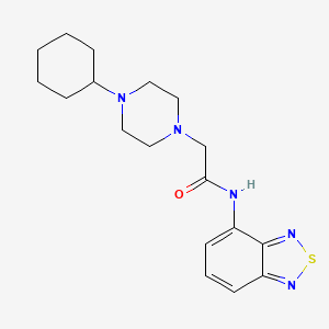 molecular formula C18H25N5OS B4580368 N-(2,1,3-benzothiadiazol-4-yl)-2-(4-cyclohexylpiperazin-1-yl)acetamide 
