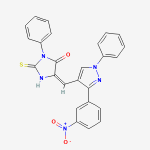 molecular formula C25H17N5O3S B4580370 (5E)-5-[[3-(3-nitrophenyl)-1-phenylpyrazol-4-yl]methylidene]-3-phenyl-2-sulfanylideneimidazolidin-4-one 